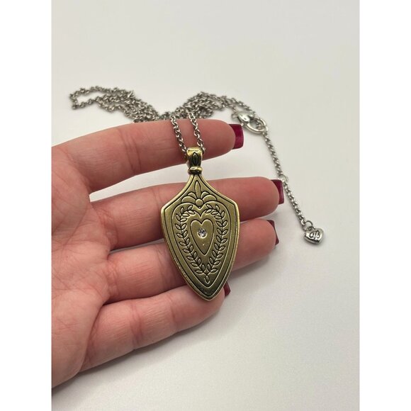 Brighton Medaille Crest Shield Reversible Necklace Gold & Silver Color - Picture 5 of 6